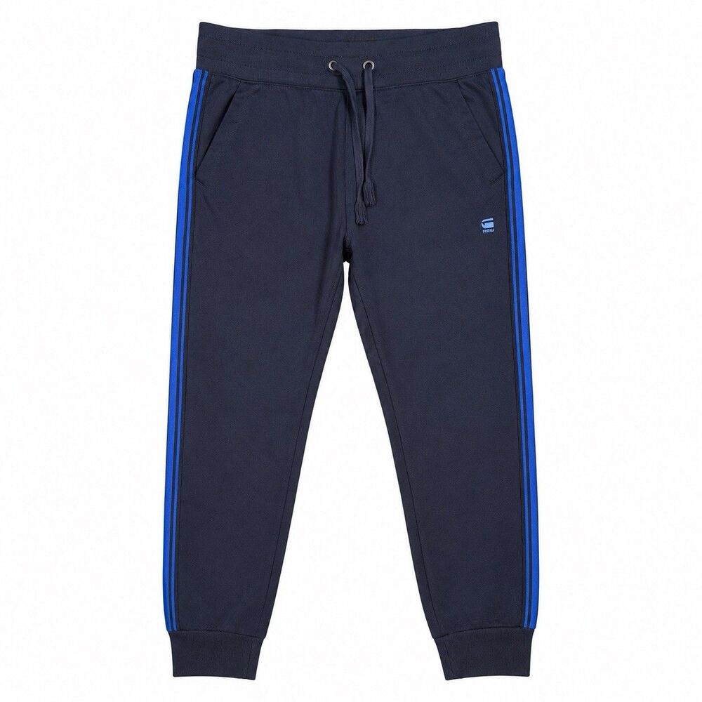 G-Star Raw Alchesai Slim Tapered Sweatpants Men Medium Blue Stripe Logo Jogger